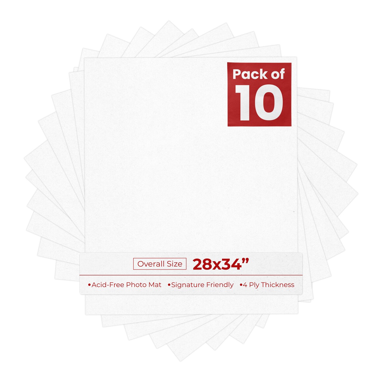 White with Black Core 28x34 Uncut Mat Board - Blank Sheets, No Opening